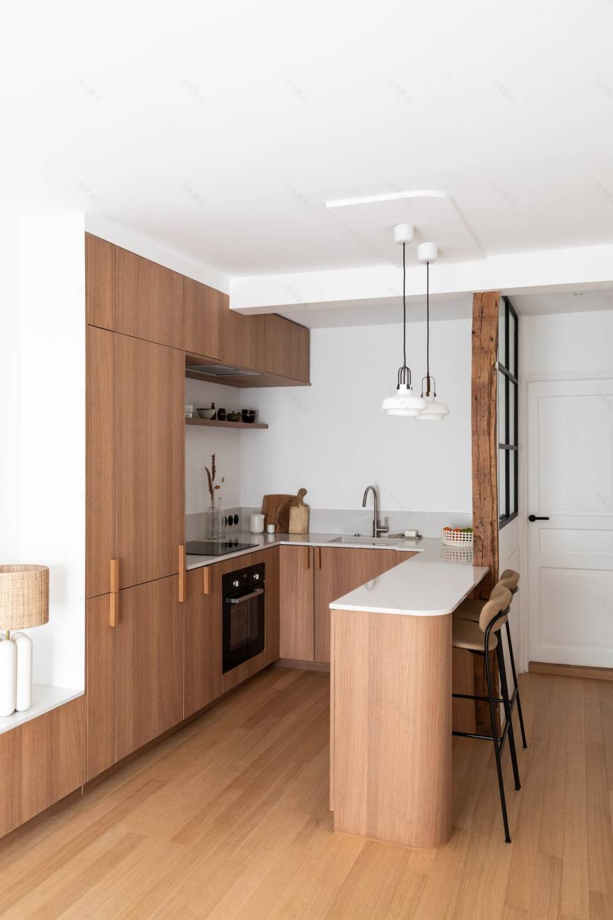 巴黎 32 平米温暖舒适的多功能公寓设计-7