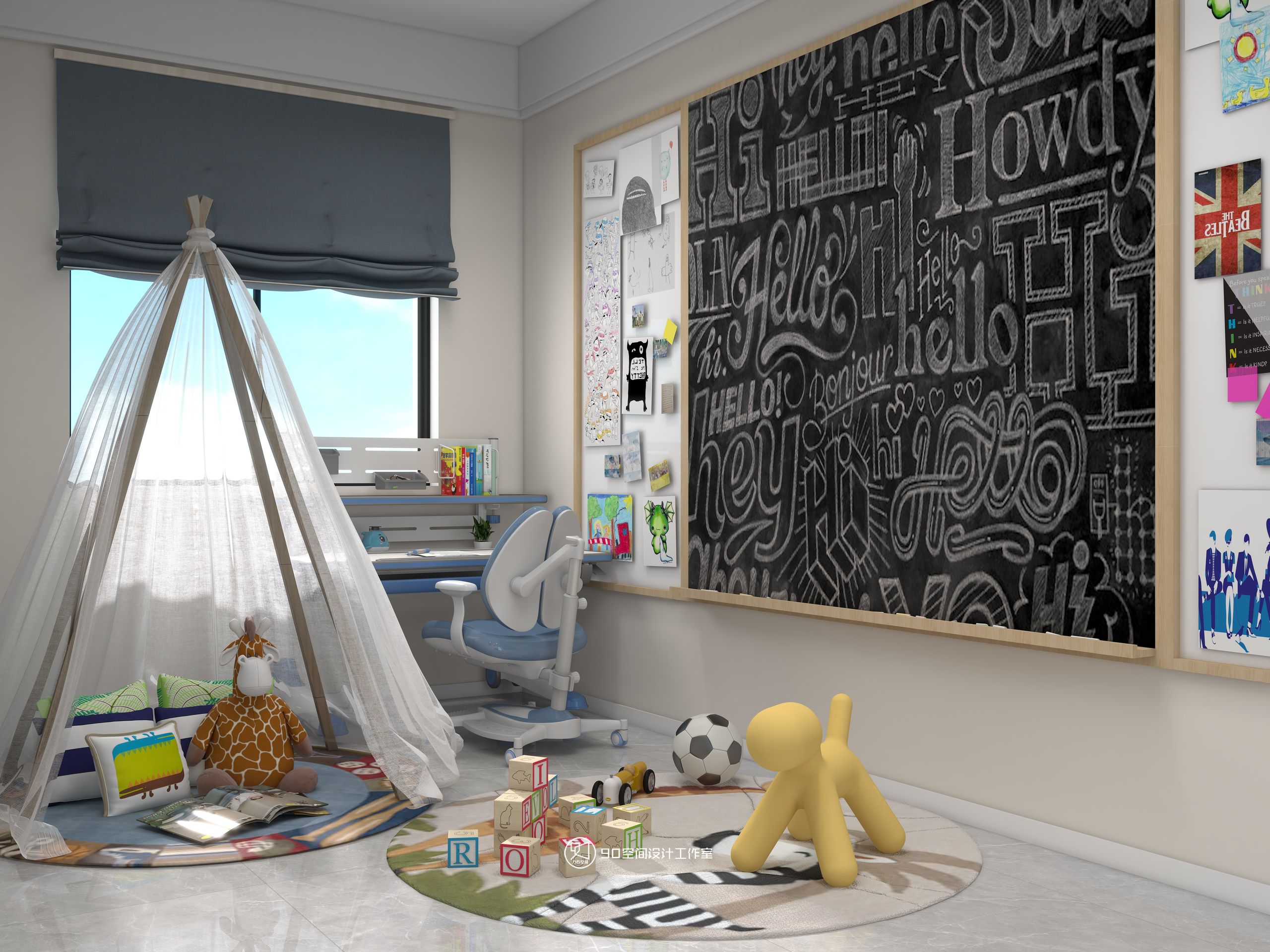 棉花糖奶油风格113 平方 3 室 2 厅 1 卫丨90 空间设计-34