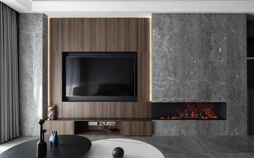 95 后高级风婚房,胡桃木与大理石的完美融合-12