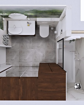 带森林景观的浴室丨波兰华沙丨Monika Pietras