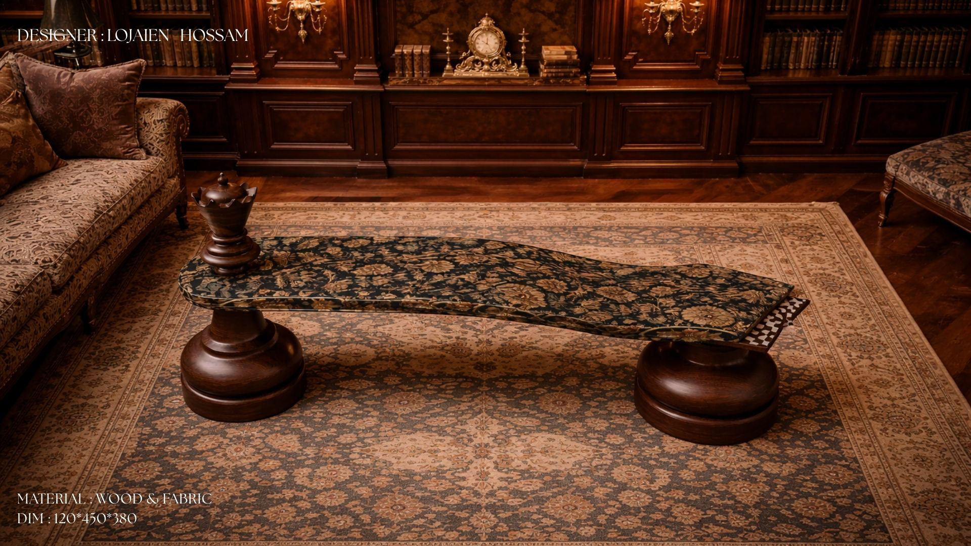 Wooden Bench Inspired by chess-4