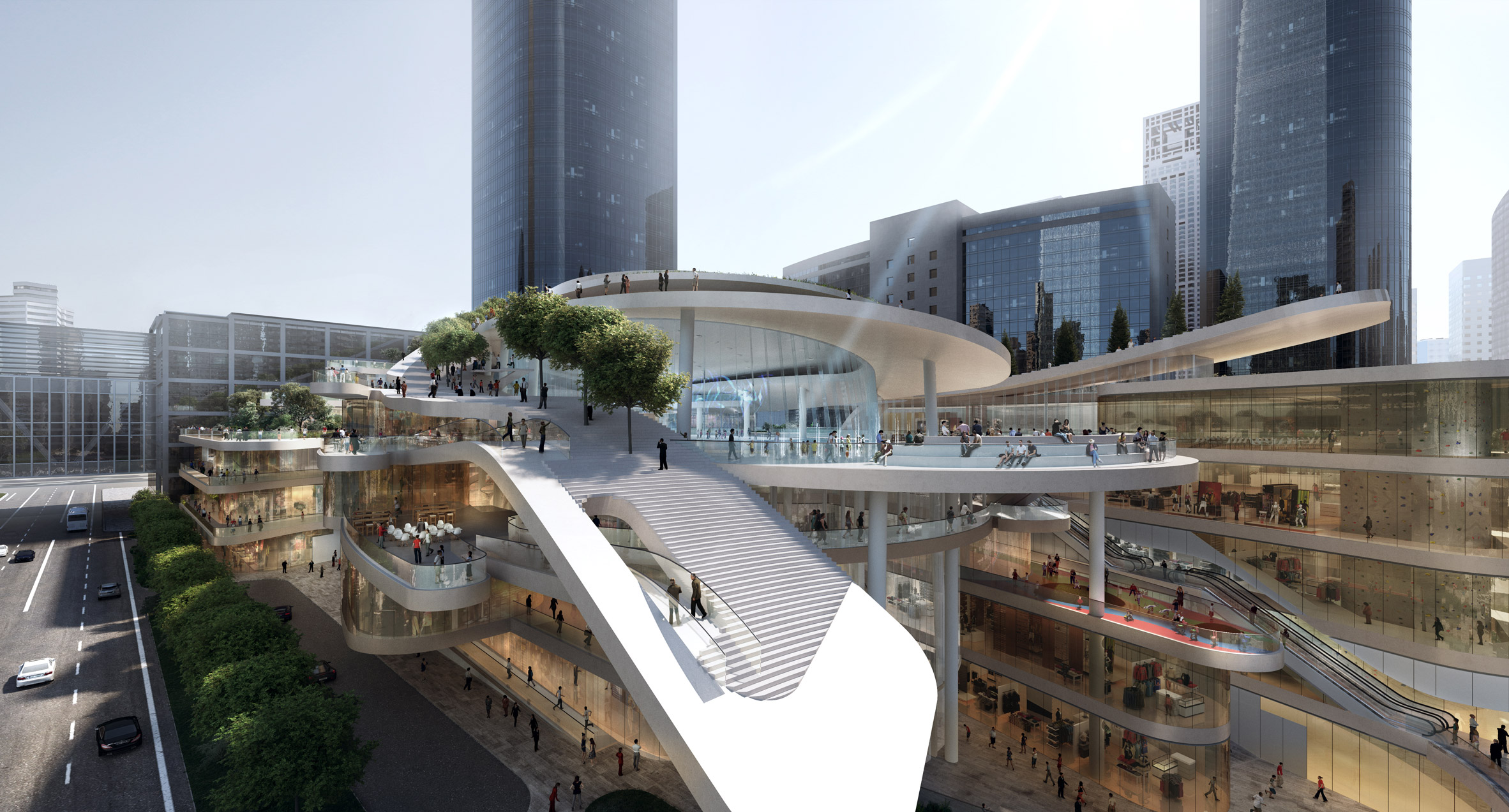 Sledding path to loop around roof garden of Beijing civic centre by Andrew Bromberg-12