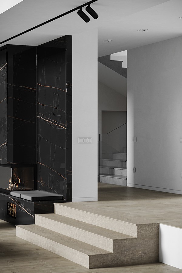 乌克兰基辅650㎡高级黑+简洁白 极简风公寓-5