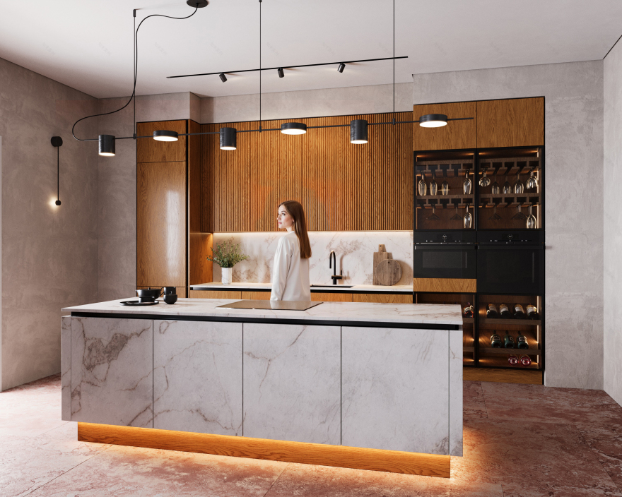 现代厨房室内可视化项目-2