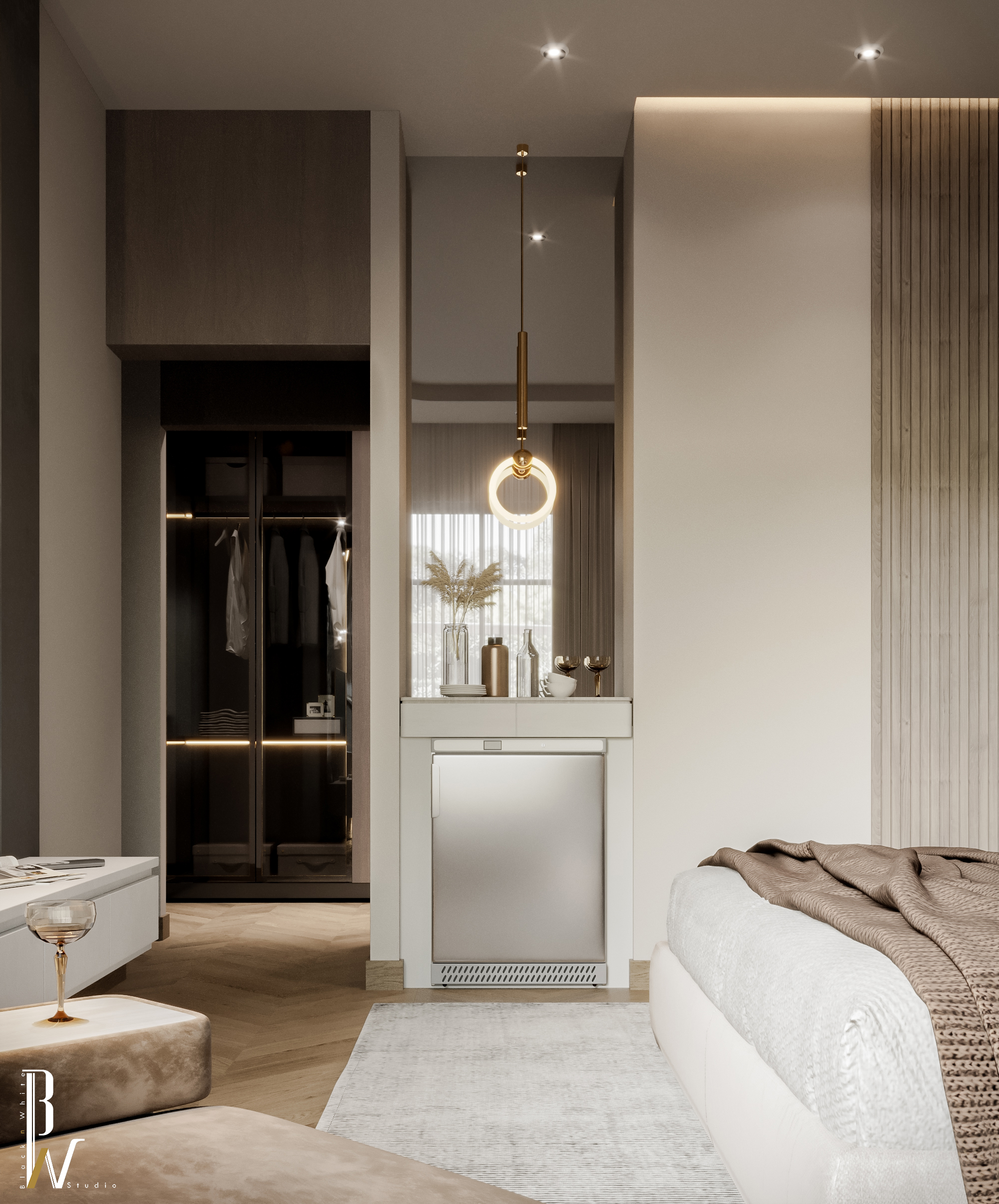 现代卧室丨阿联酋丨Black N White-26