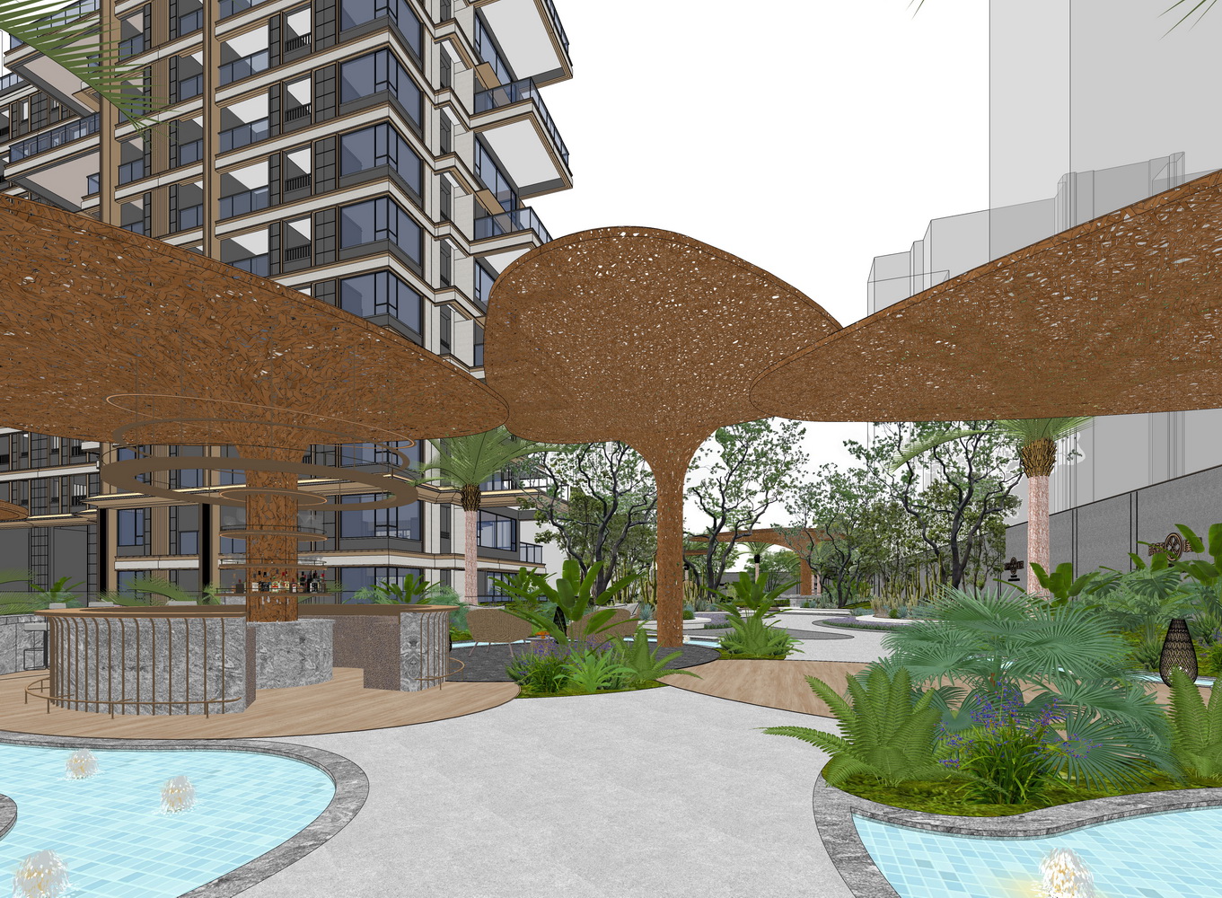 西安越秀铁建高新璞悦示范区后场景观SU模型-3