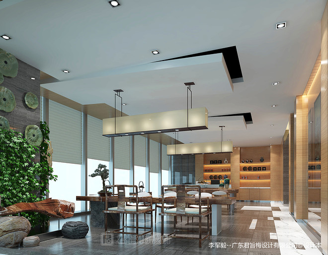 休闲空间220平米装修案例·效果图  创客空间简约素雅新中式-16