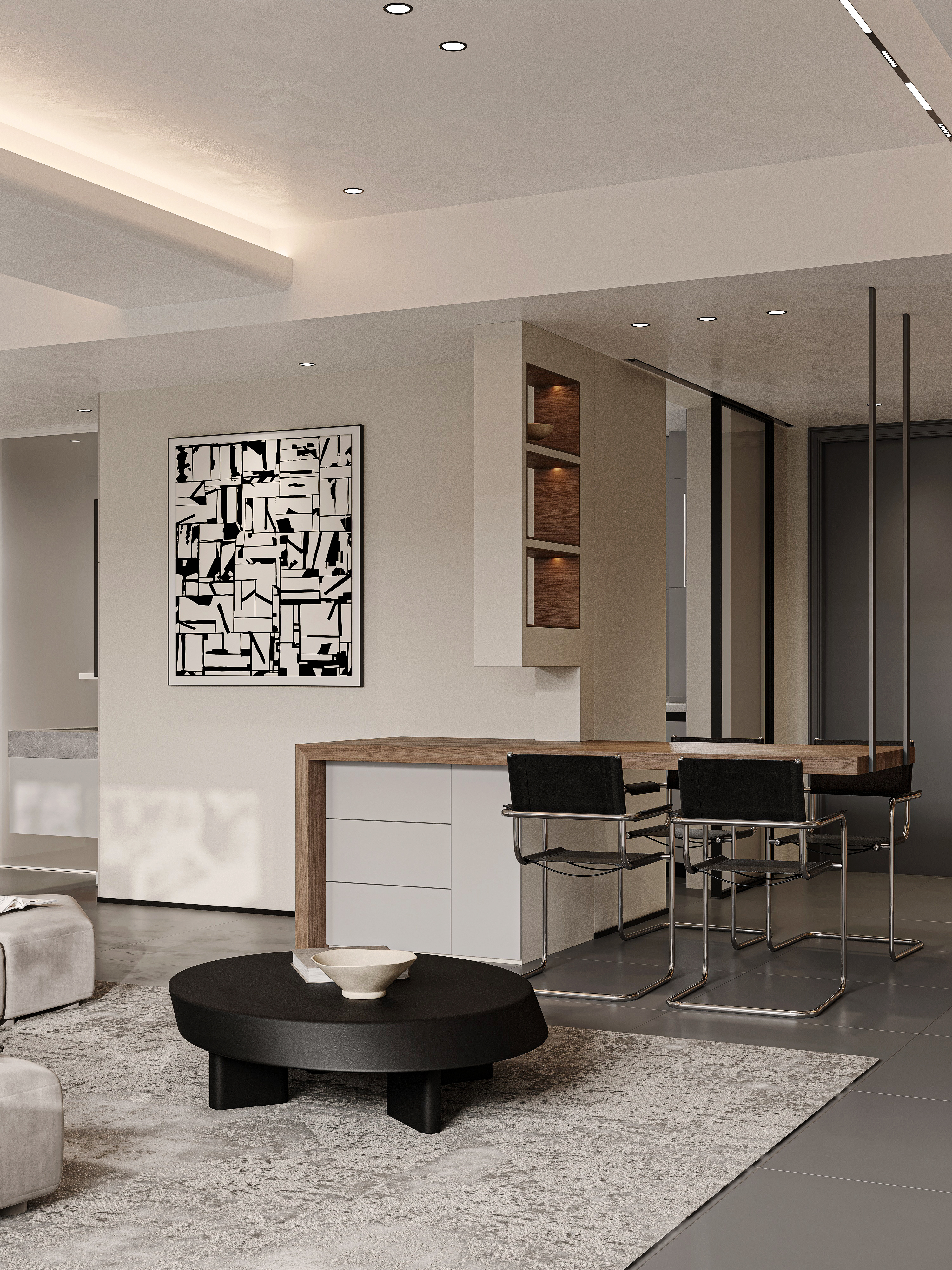 现代客餐厅 厨房 卫生间 空间表现-5