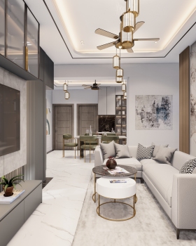 Minimal Modern Interior: Foyer, Dining & Formal Living