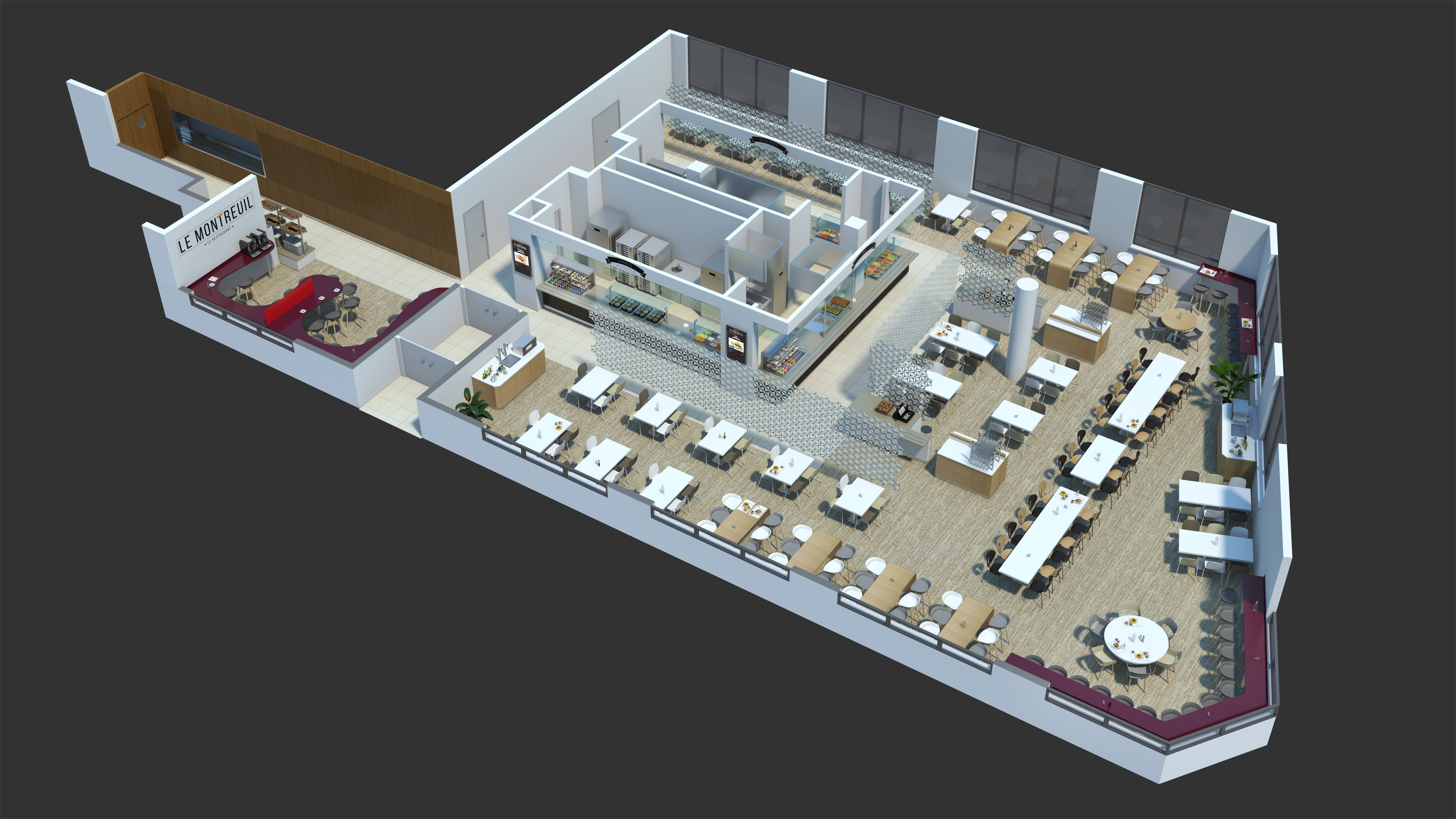Restaurant Axonometric Studies - 3D Plans (Archive)-2