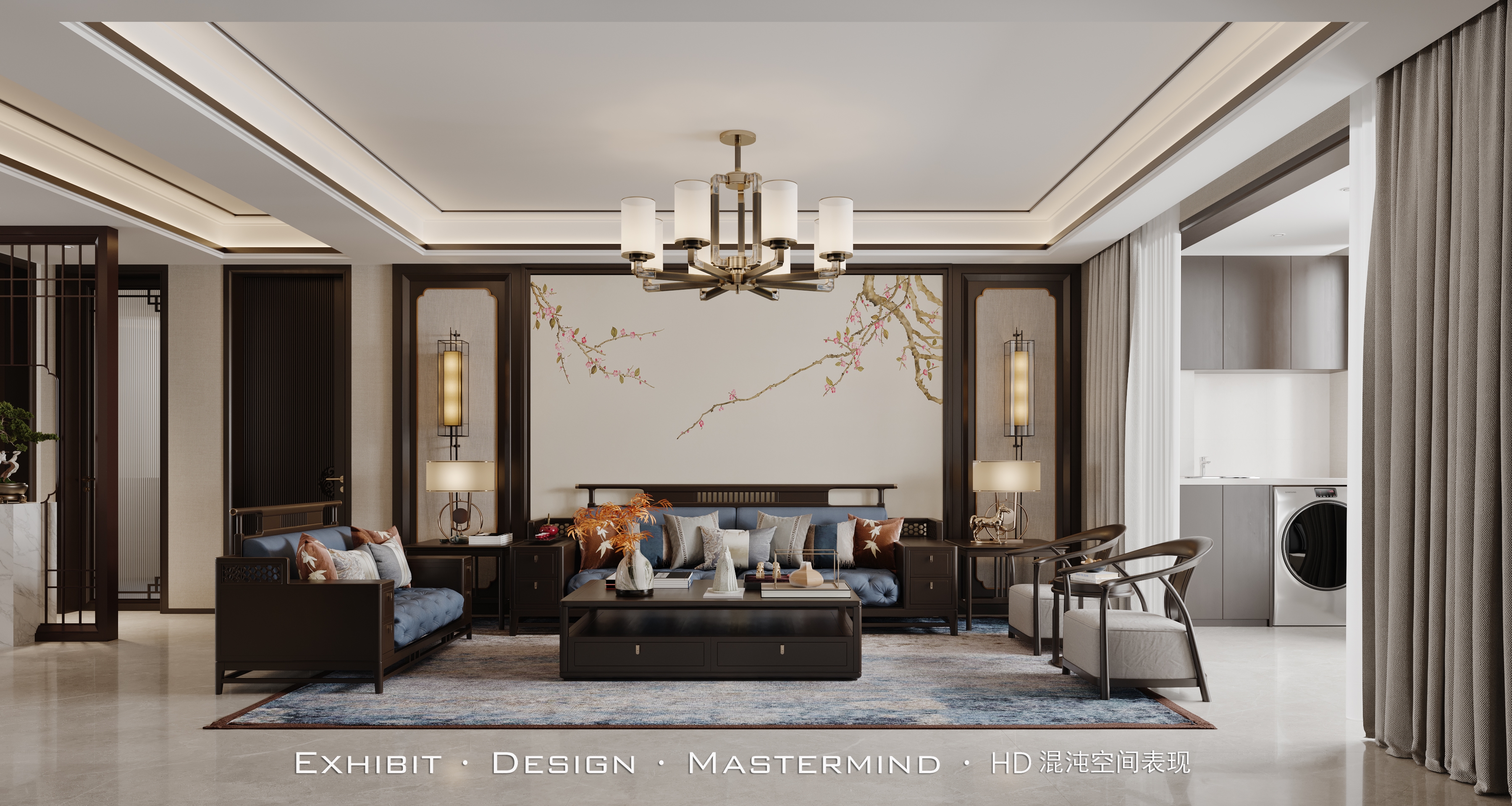 现代 新中式 平层客餐厅 X 混沌空间表现-1