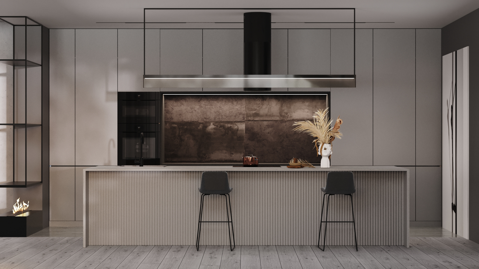 简约灰调子大空间设计-13