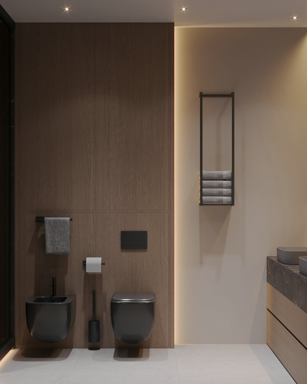 胡桃木与黄色打造的优雅空间-33