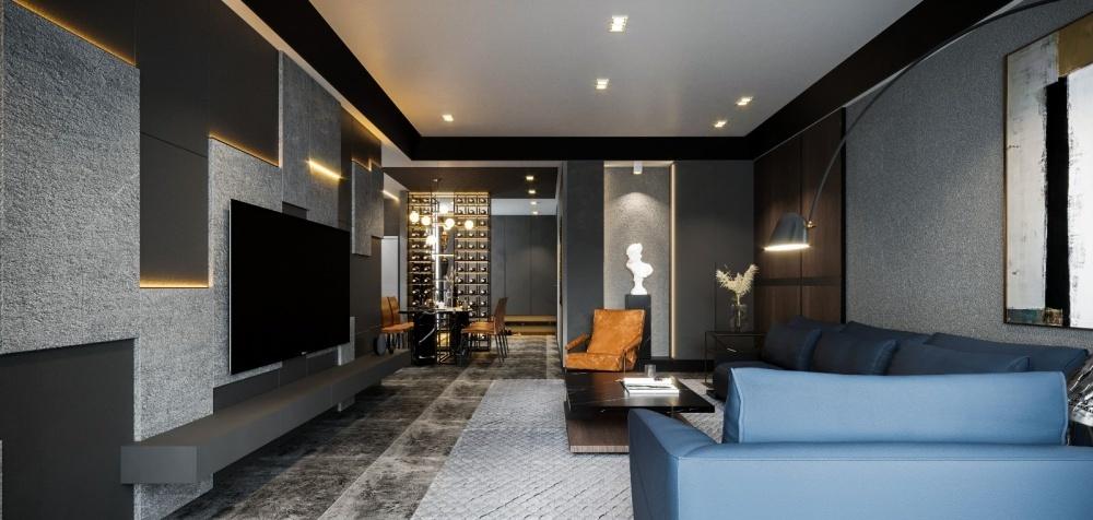 BLACK·后现代轻奢家居,灰色调与橙色系的惊艳碰撞-1