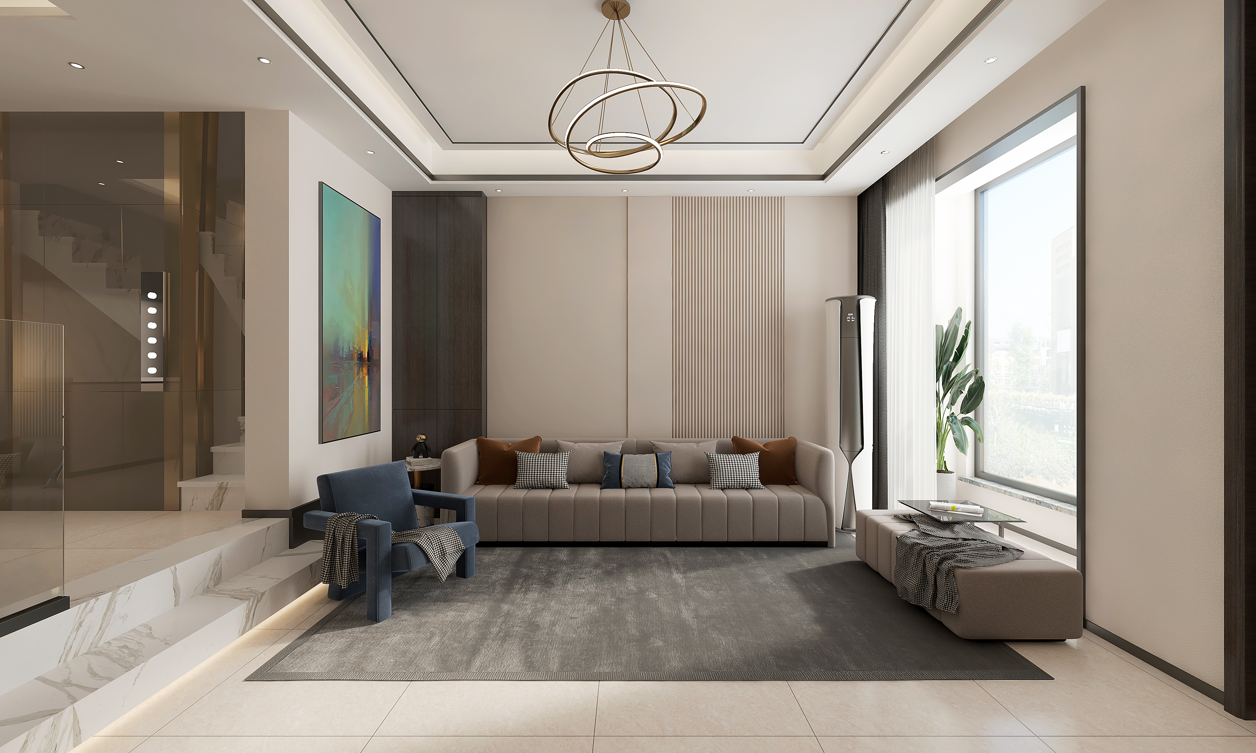 现代风格别墅//对比不强烈的简单的大空间-1