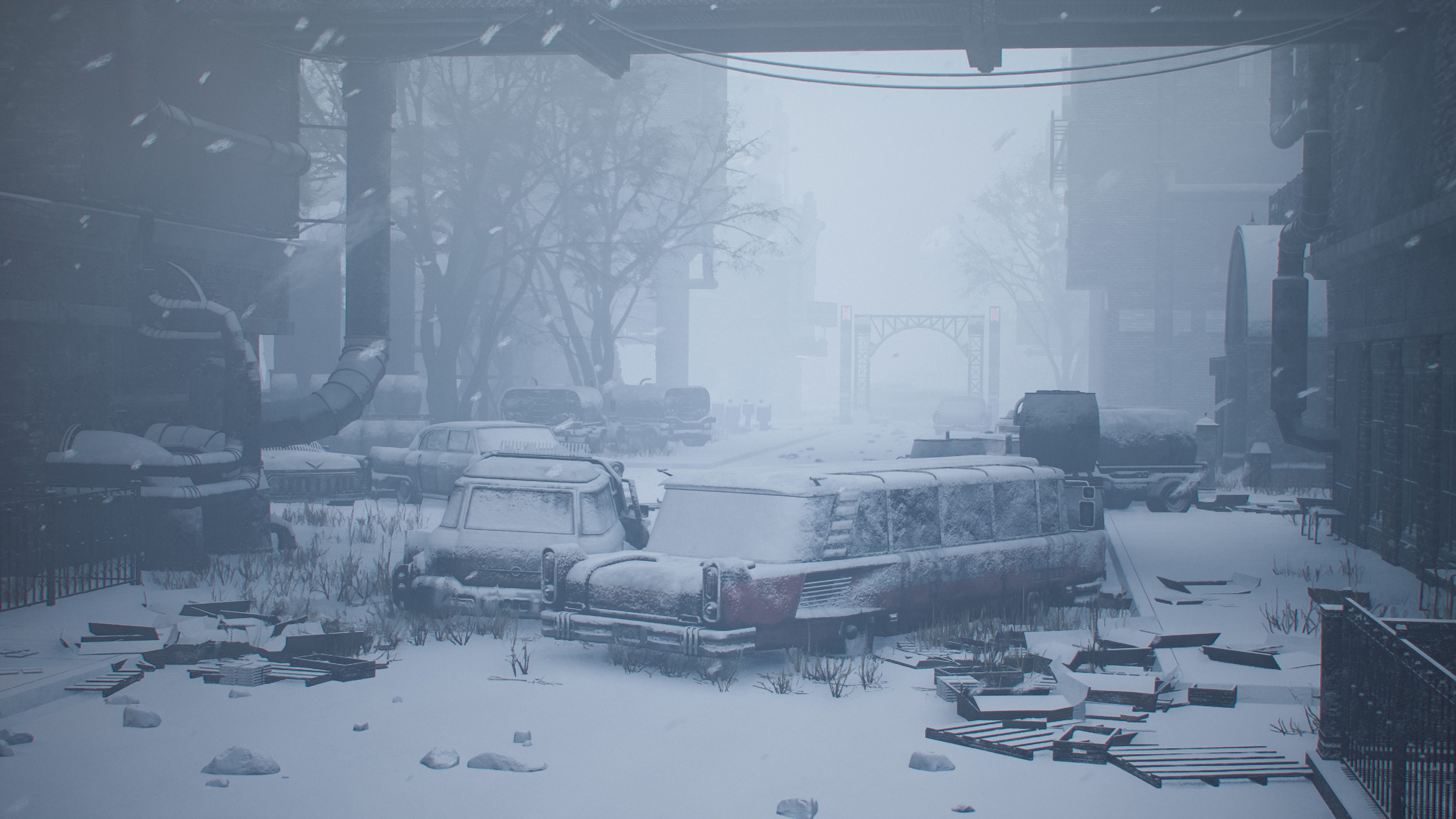 UE5 Dieselpunk winter city level (third-person) map-17