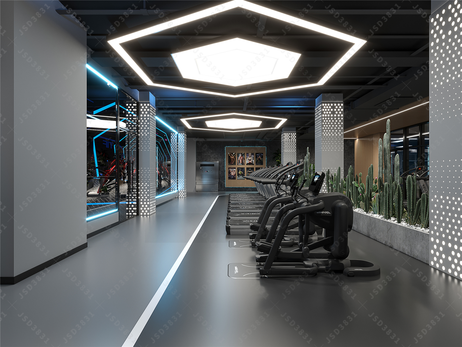 工业健身房设计,公司健身房设计,会所健身房设计-1
