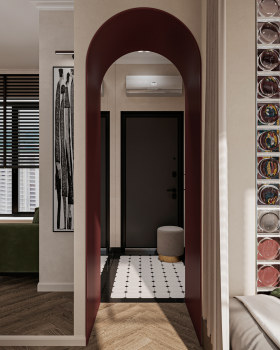 工作室公寓浴室和大厅室内可视化设计