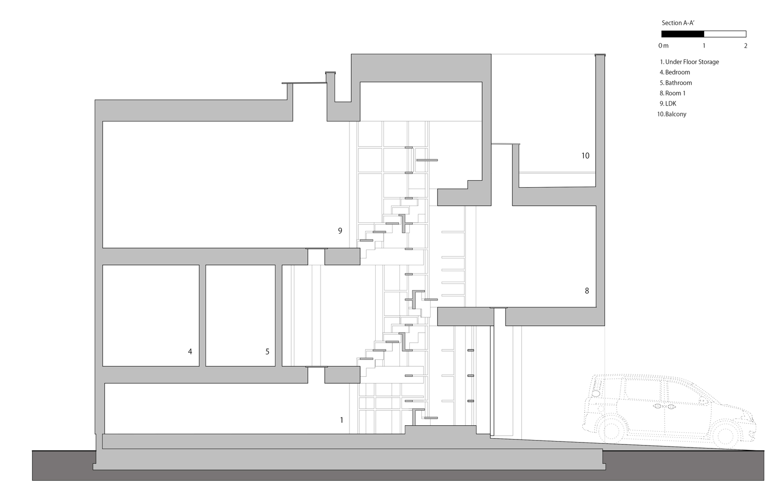 大阪密集住宅区的三层展示空间楼梯屋-13
