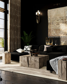 Moody Elegance | Black Interior Scene
