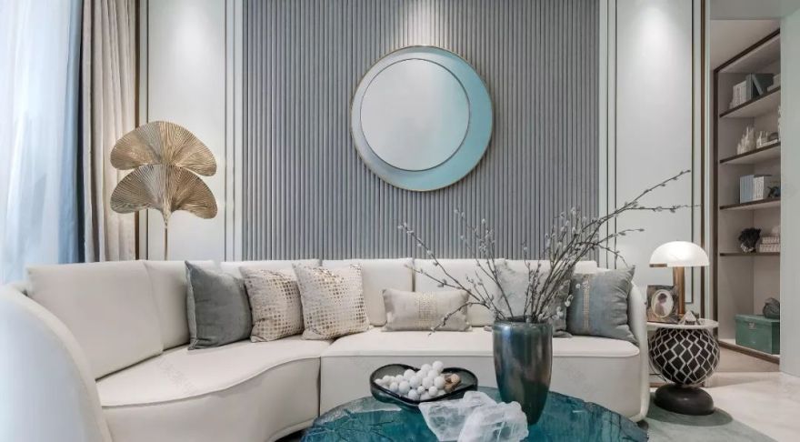 98㎡新中式住宅,蓝调浪漫幸福空间-18