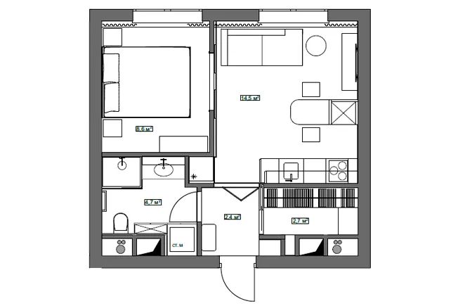 俄罗斯单身公寓设计丨Katya Svanidze-104