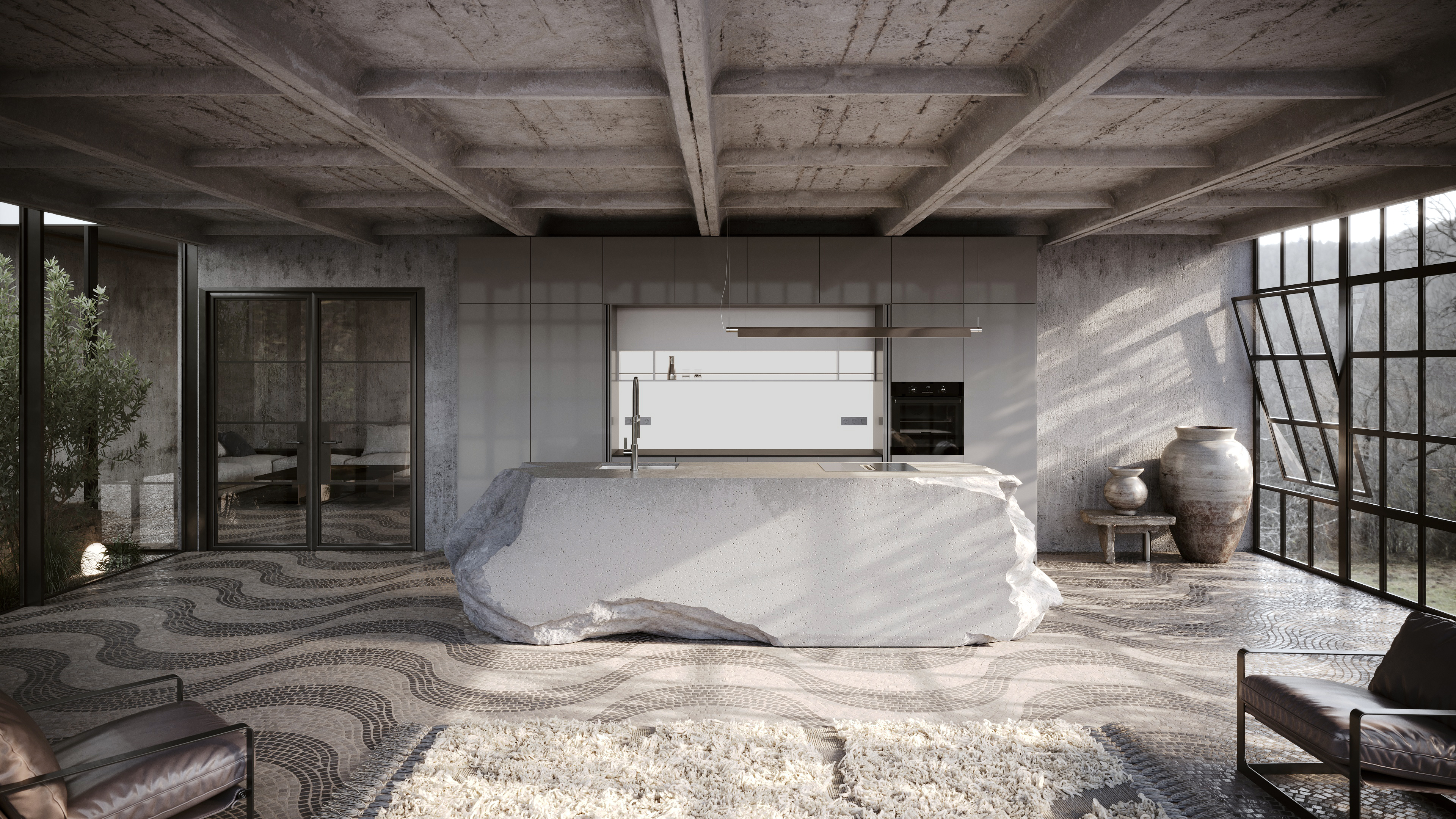 Concrete island in loft（非商业）-4