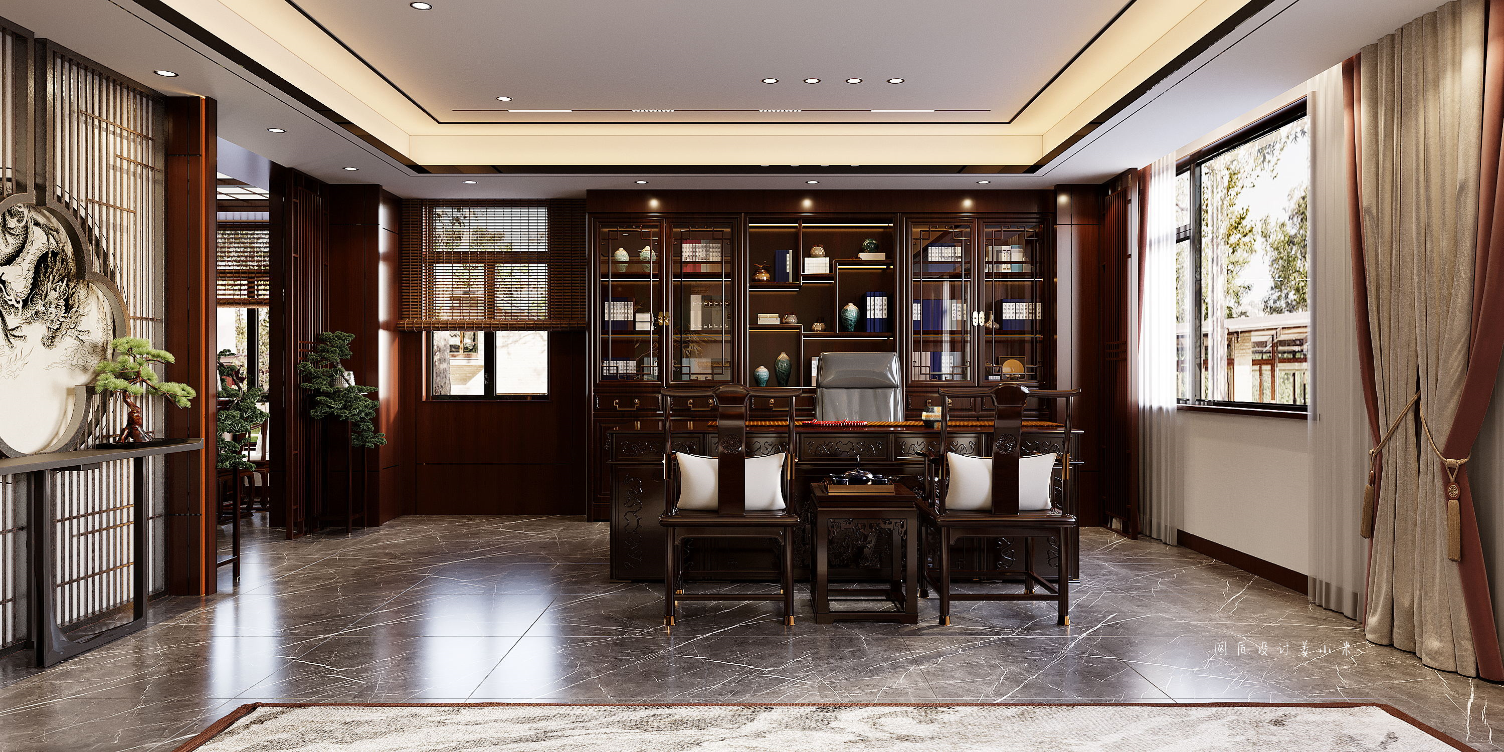 有一种美叫“安静” | 高级的中国风办公设计！-3