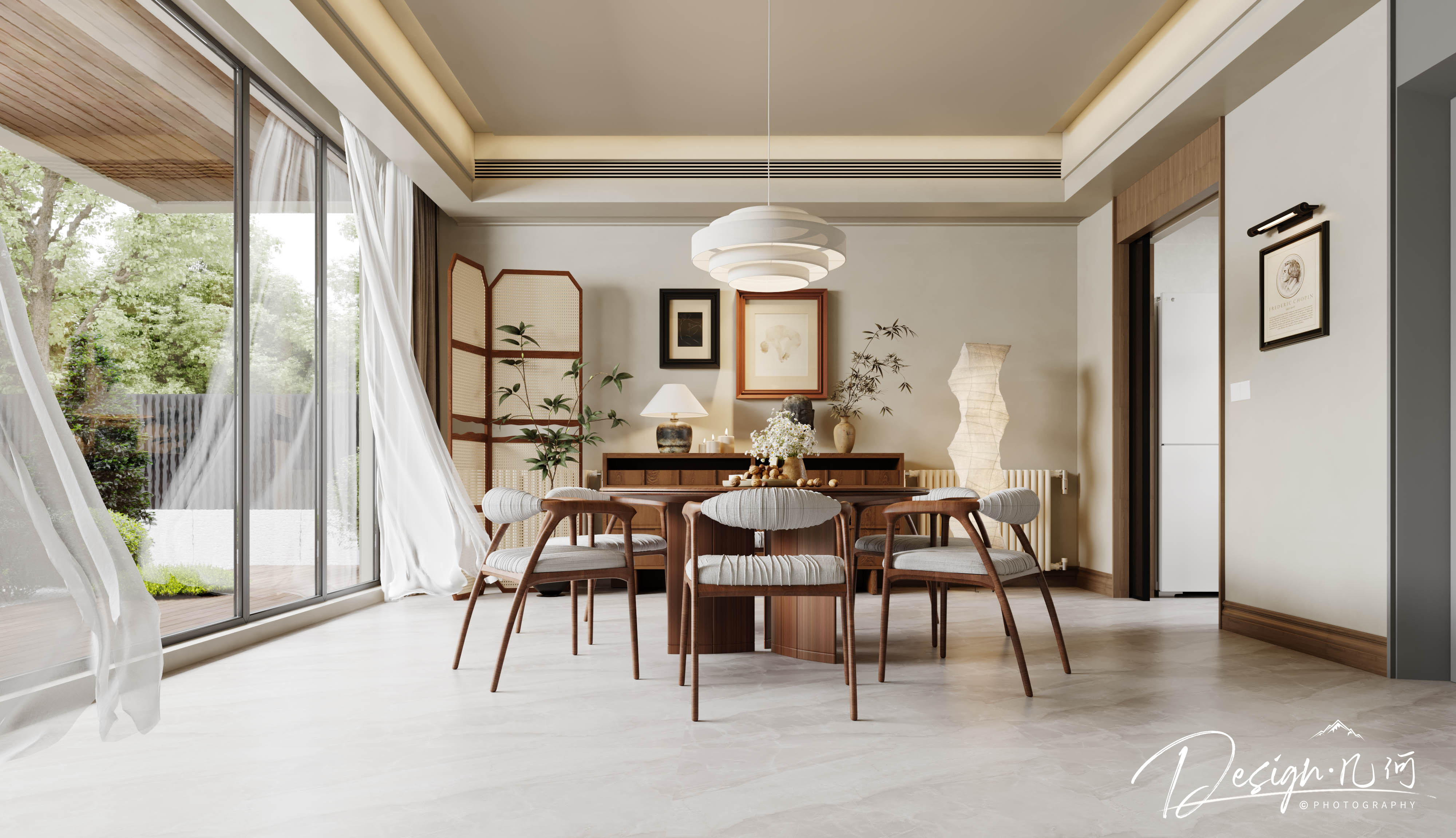 几何空间视觉表现 | 国建红郡中古风客餐厅-8