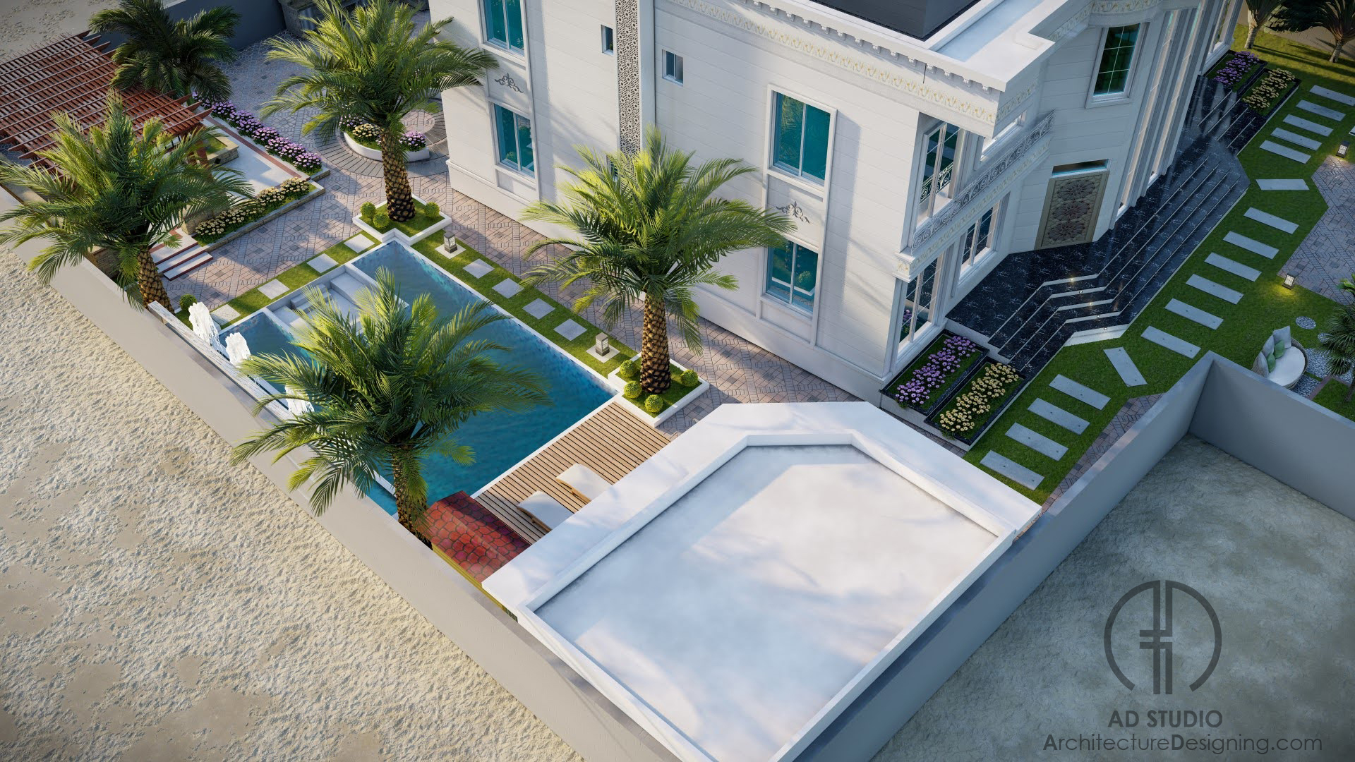 阿曼某社区单户住宅前院景观设计丨AD Studio-9