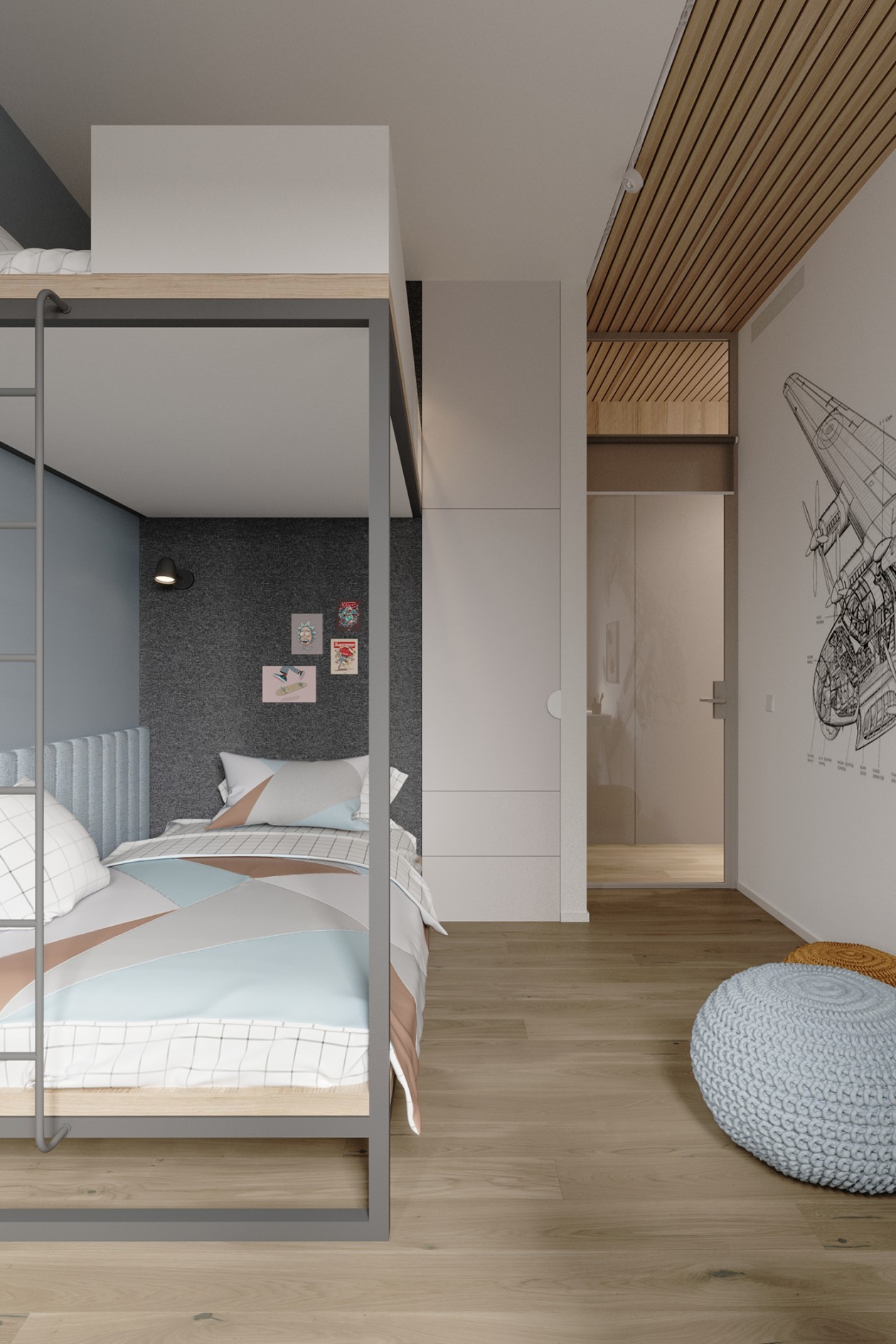 现代原木风平层设计-22