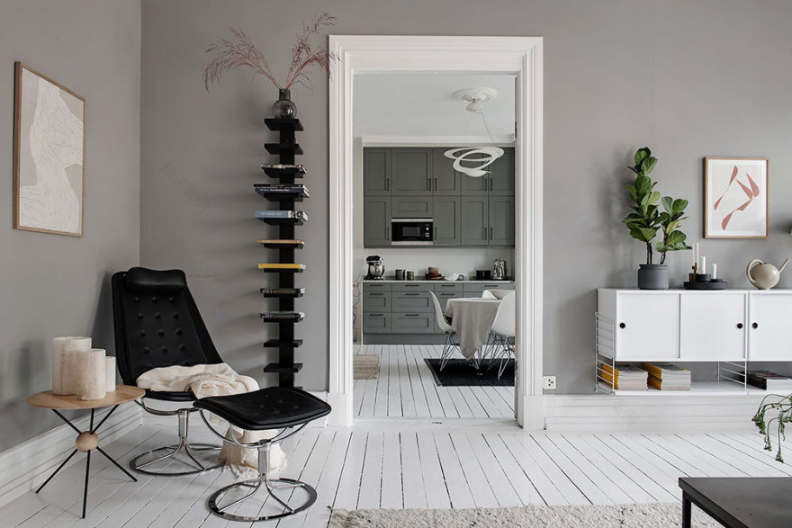 哥德堡优雅灰白公寓,复古门设计瞩目-20