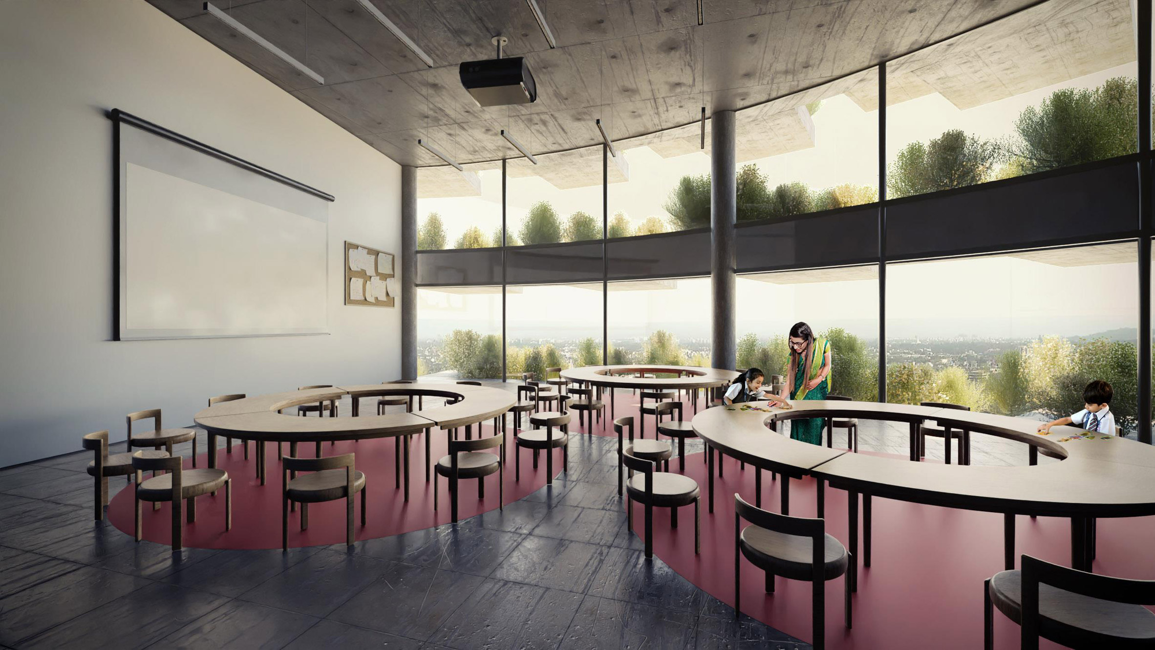 印度 Pune 绿色植物覆盖的 Forest School 建筑设计-0