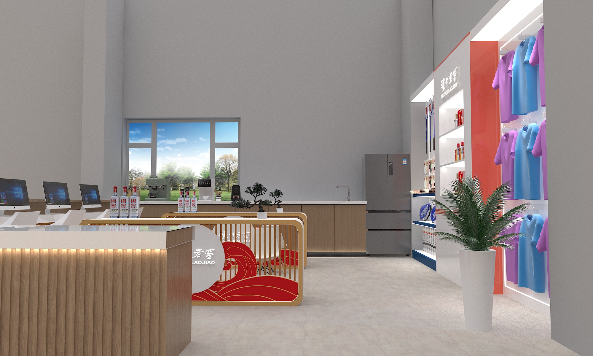 泸州老窖 展台 场景设计羽毛球馆角的一个体验休息区-4