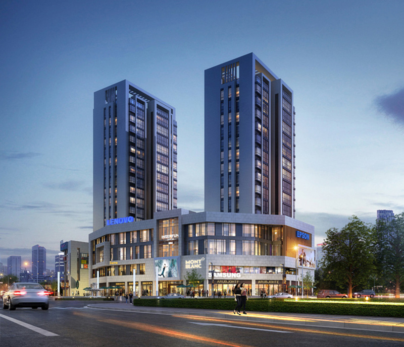 繁华都市中的宜居绿洲·商住楼建筑外观设计案例-18