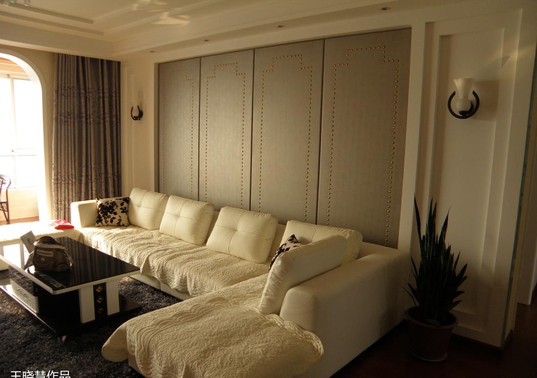 
实景案例一简欧软包隐形门电视墙 -7