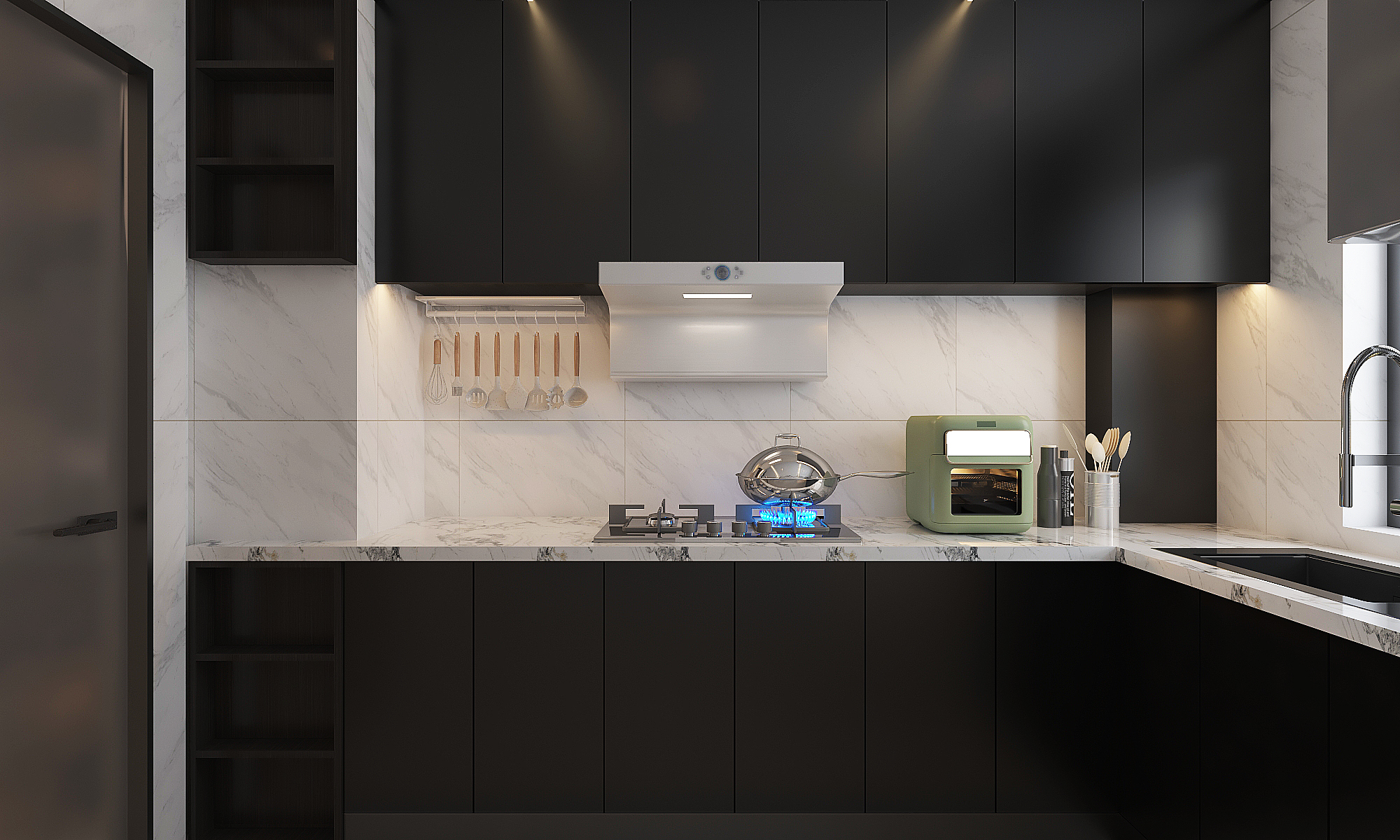 七十平米的小三居室//黑的高级-6