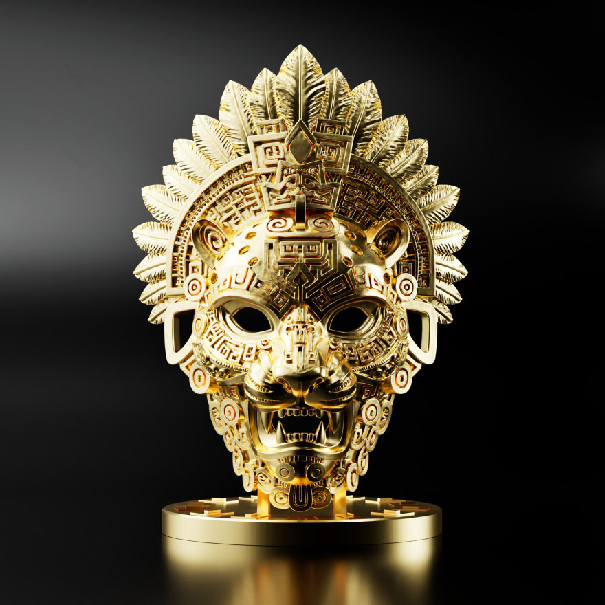 Aztec Jaguar Warrior Mask-17