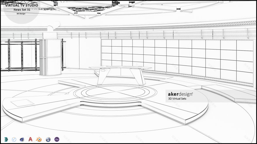 虚拟电视演播室新闻场景 1-3