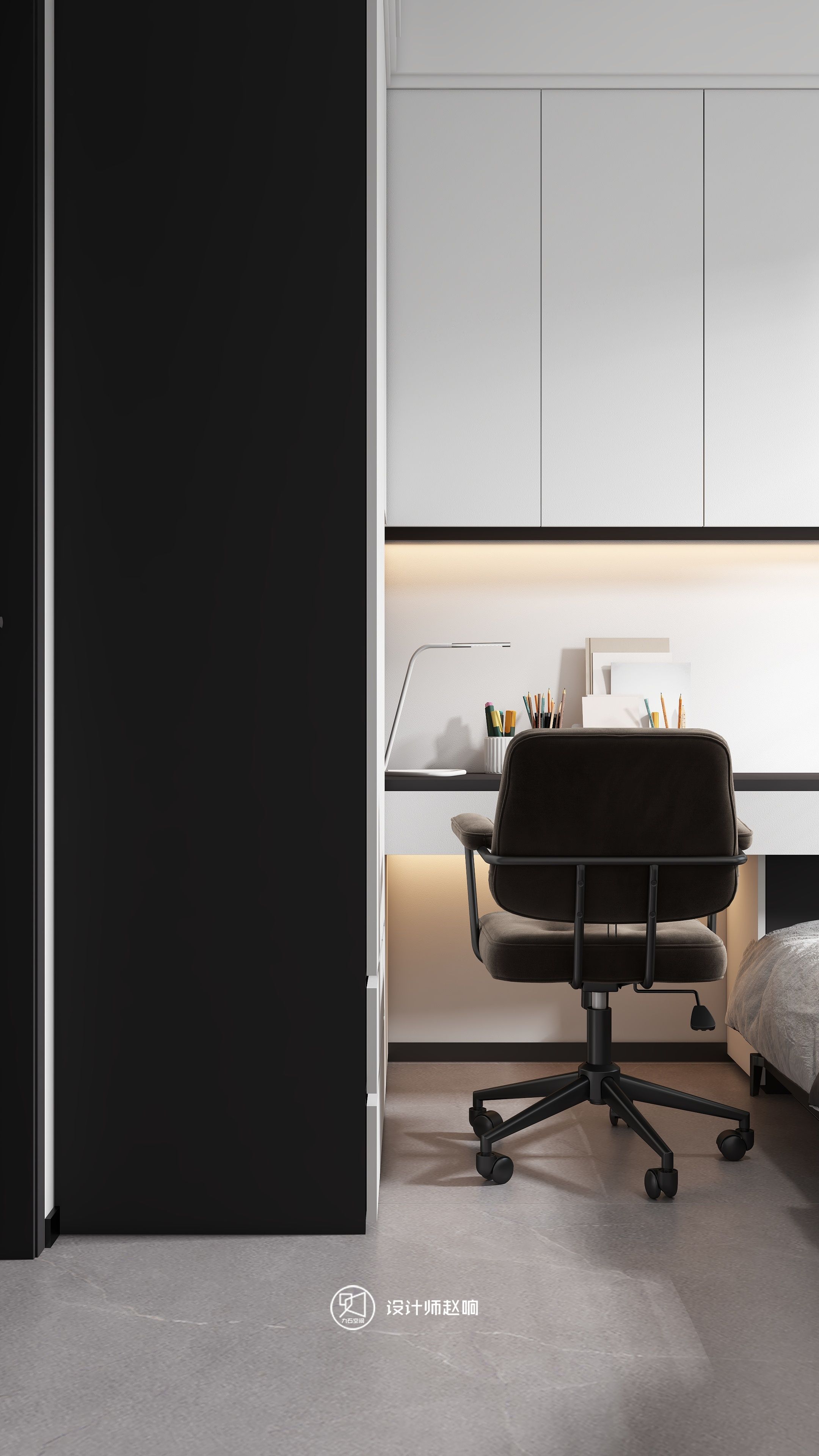 135㎡黑白灰风格住宅设计-34