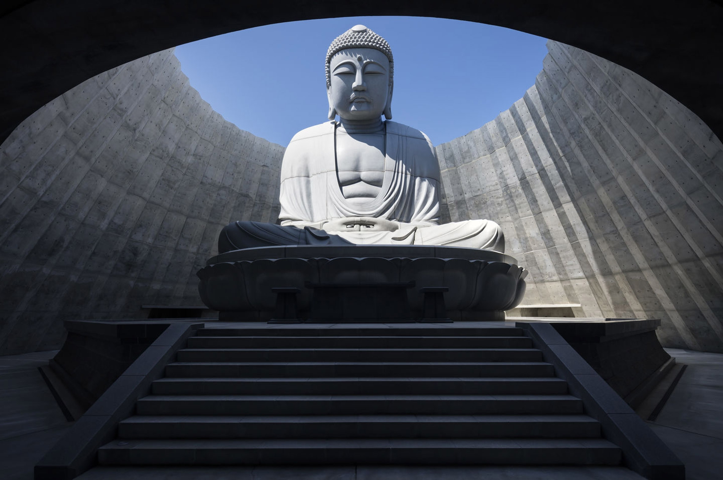 Tadao Ando surrounds huge buddha statue with lavender-covered mound-12