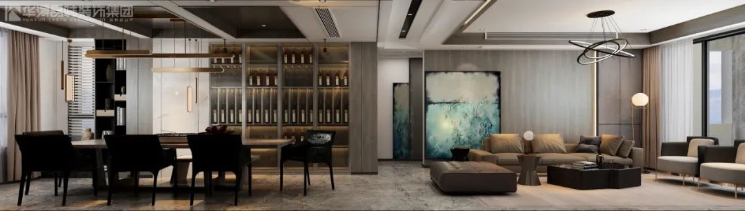 300m²现代轻奢复式,优雅石材与奔放木质交织质感生活-35