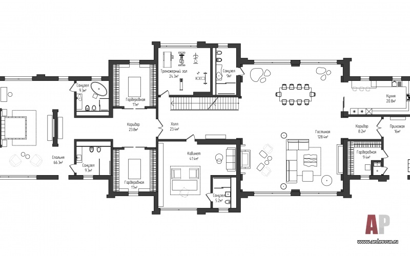 现代阿尔卑斯风格两层别墅室内设计丨俄罗斯莫斯科丨格里戈里耶夫·德米特里,格里戈里耶娃·达里娅-53