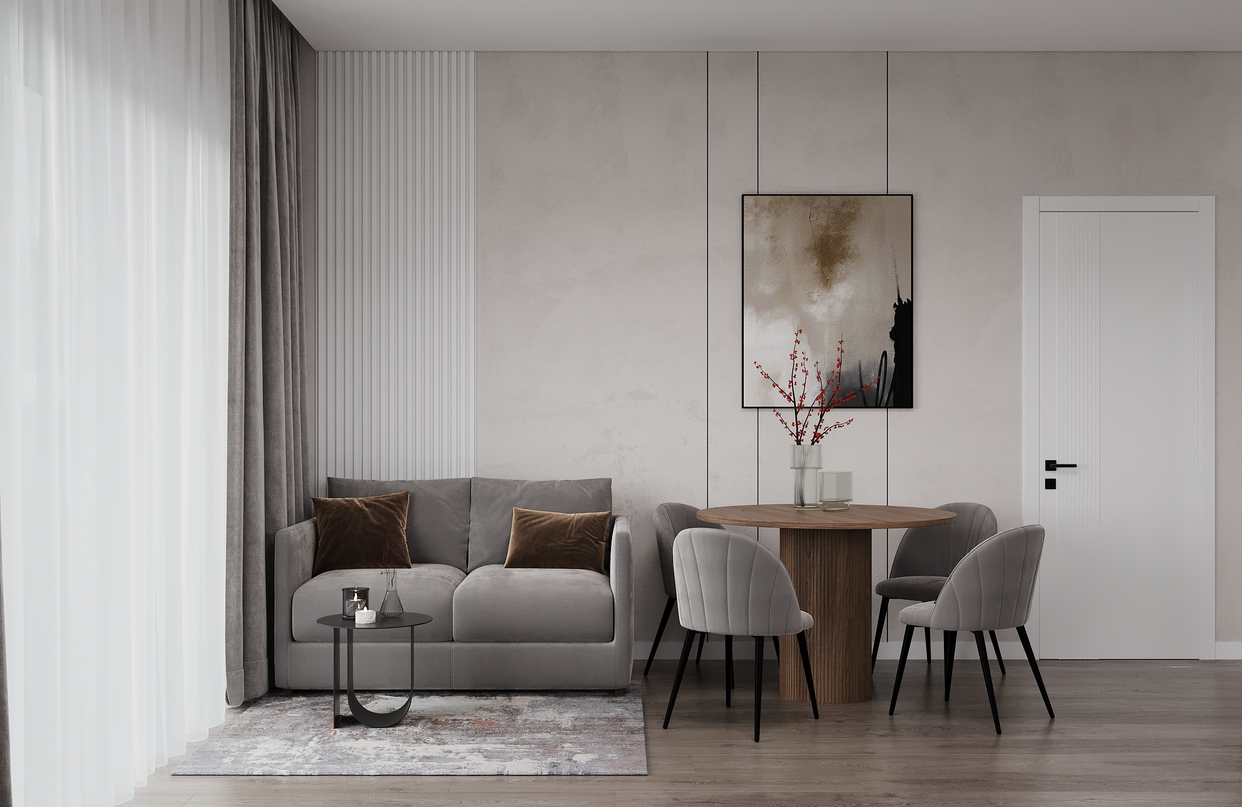 Private house Kitchen-living room | 3D Visualization-3