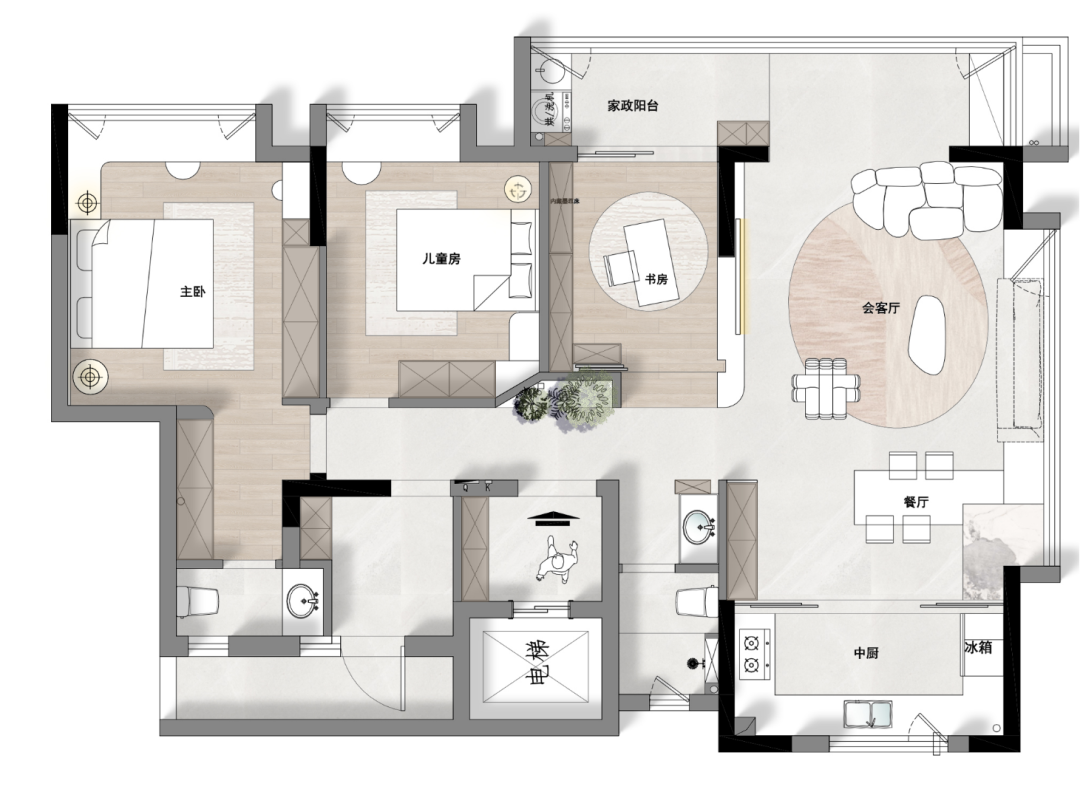 合肥 133㎡现代风家居设计丨中国合肥丨飞墨设计组-3
