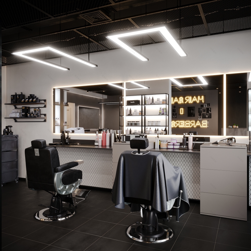 Modern Industrial Barbershop — Interior Visualization-18