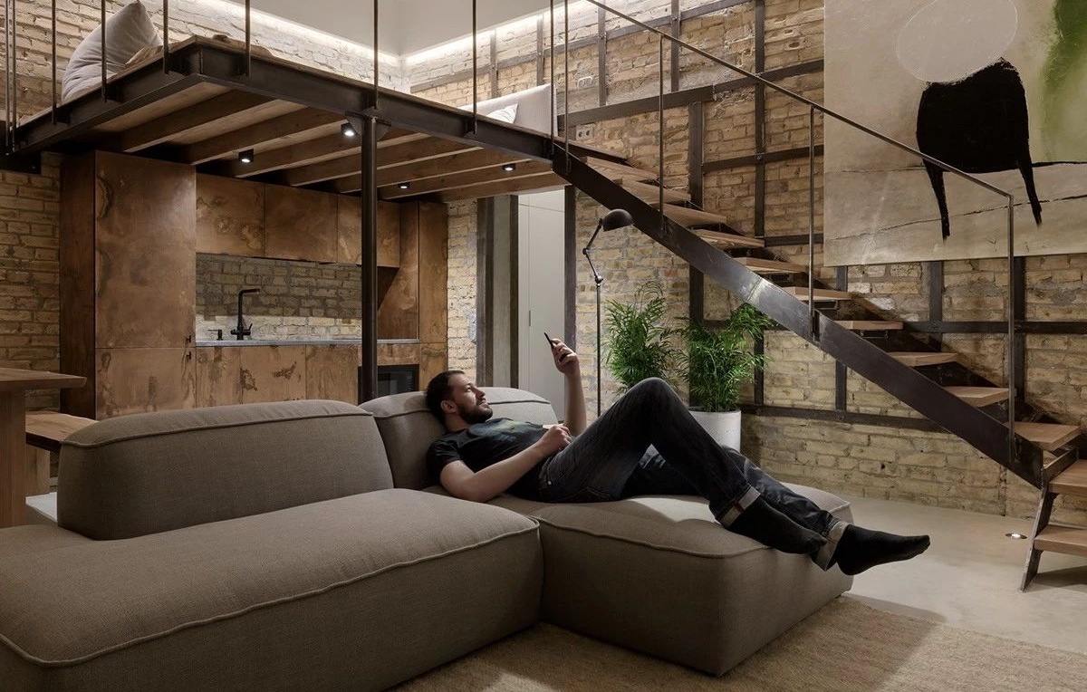 乌克兰 41㎡工业风 Loft,个性与实用兼具-12