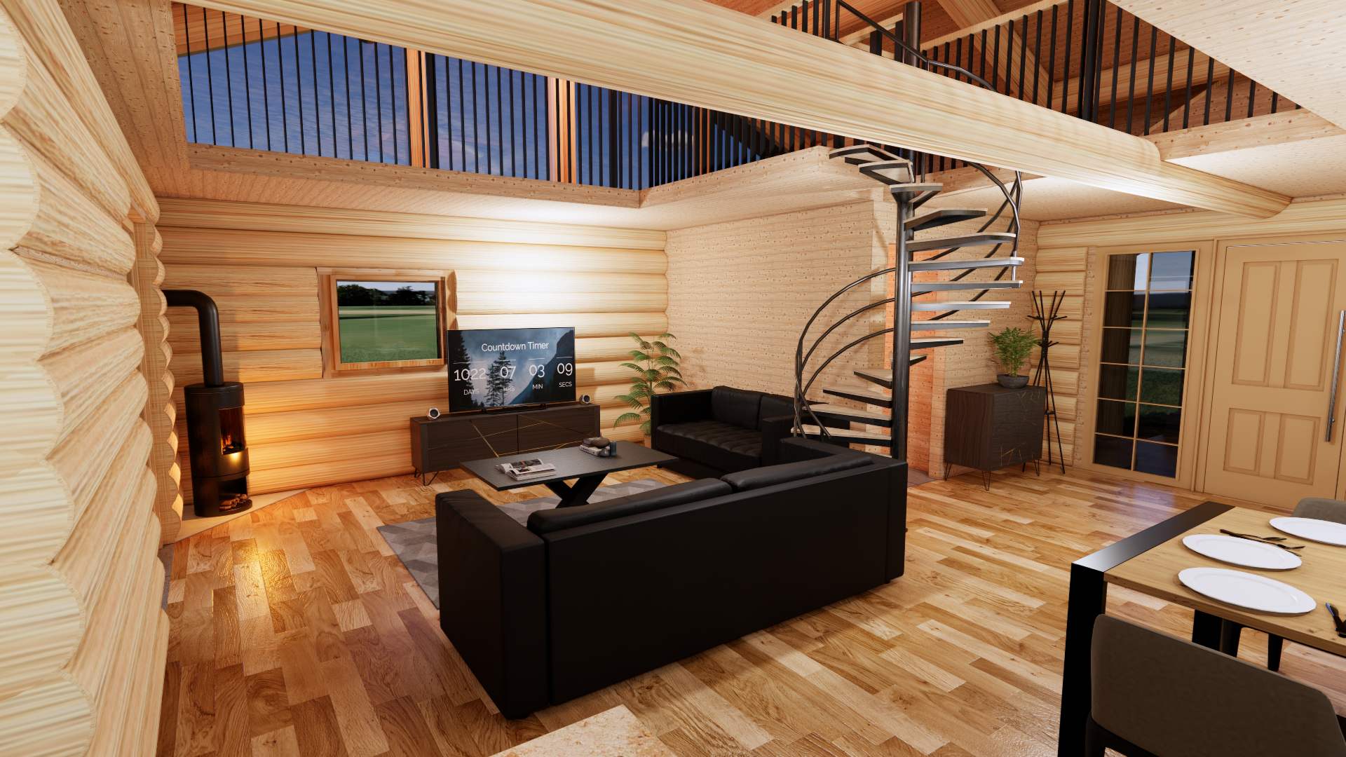 log house with log garage and log sauna SPA-6