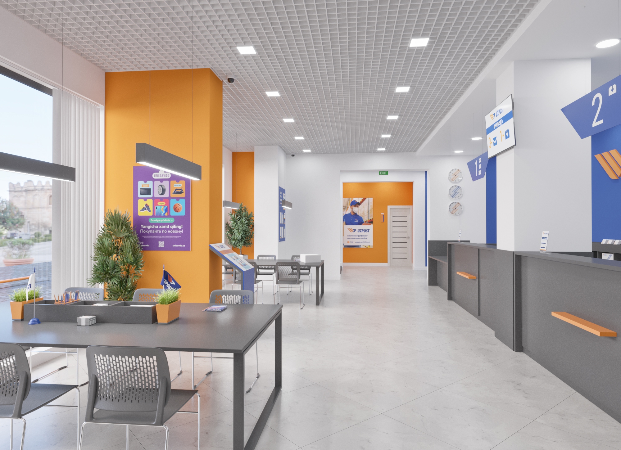 Post office interior and exterior design. Uzbekistan.-5