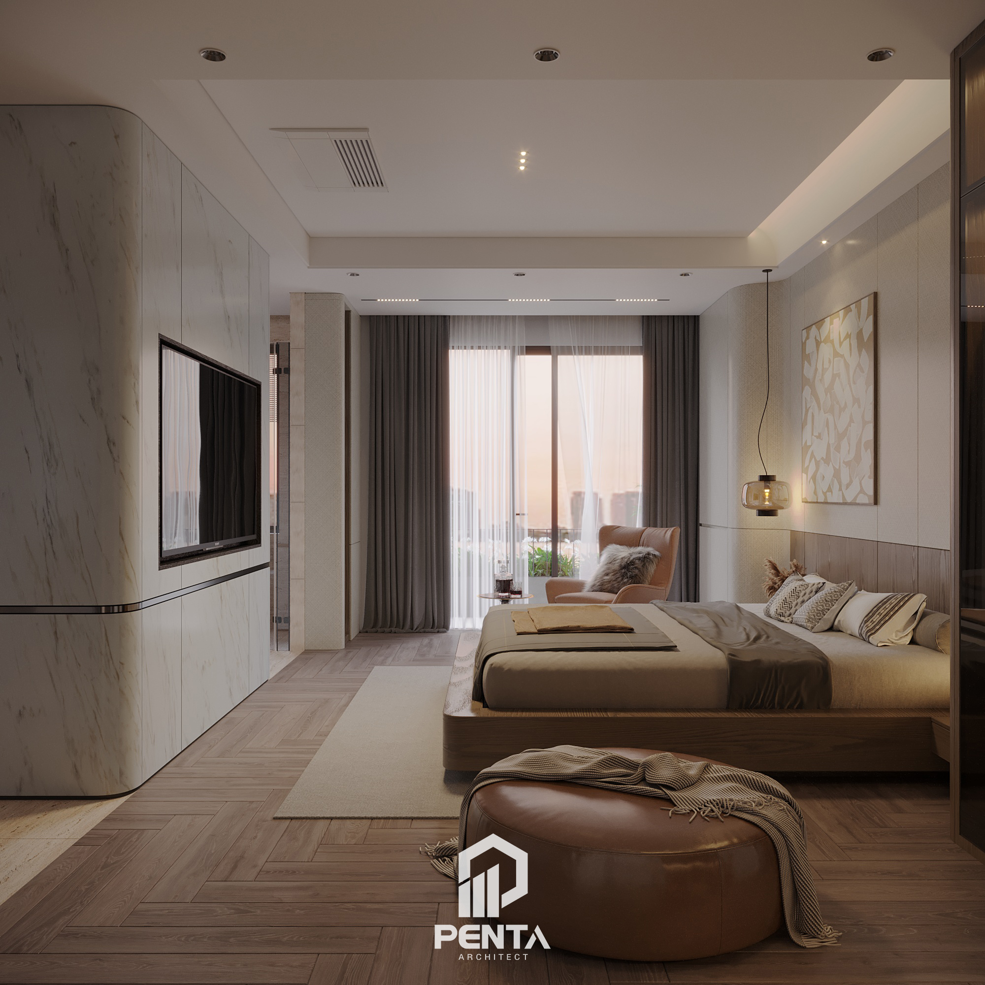 室内设计:主卧室丨越南河内丨Kiến trúc PENTA  TOAN VU DESIGN-3